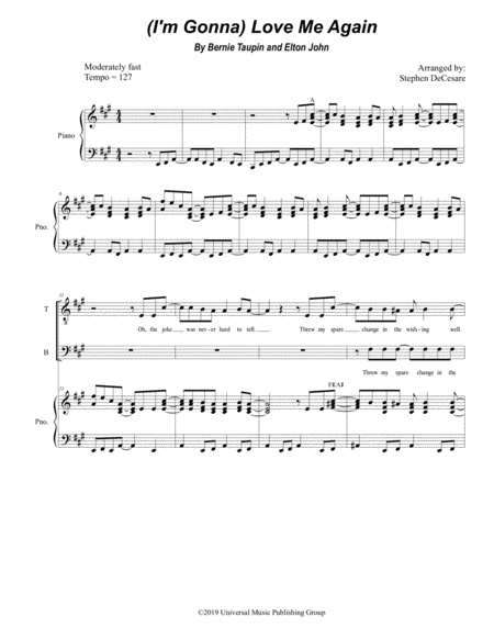 Free Sheet Music I M Gonna Love Me Again For Satb