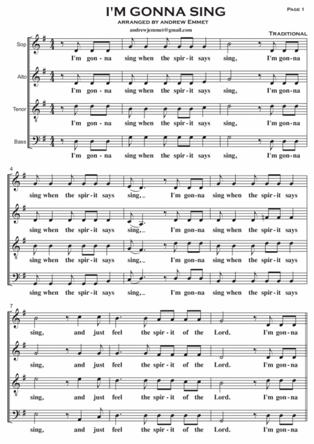 Free Sheet Music I M Gonna Sing A Cappella