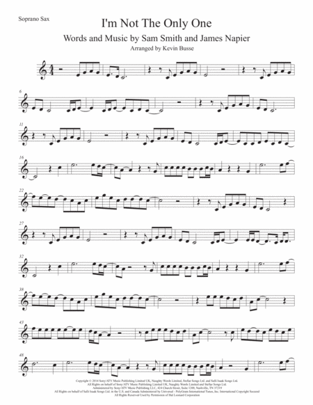Free Sheet Music I M Not The Only One Easy Key Of C Soprano Sax