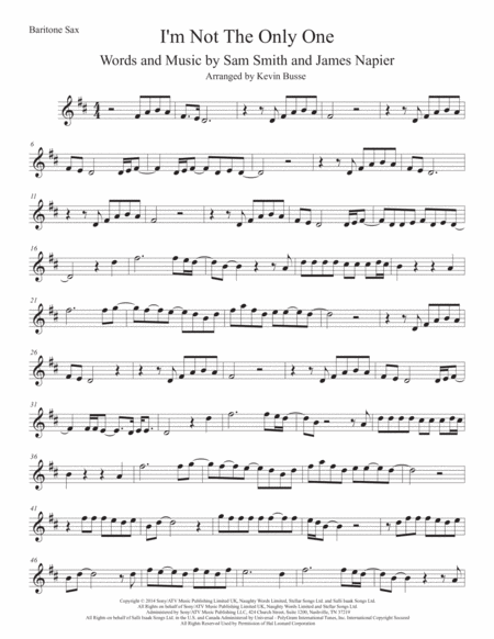 I M Not The Only One Original Key Bari Sax Sheet Music