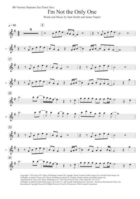 I M Not The Only One Soprano Saxophone Tenor Saxophone Solo Transcription Original Key Sheet Music