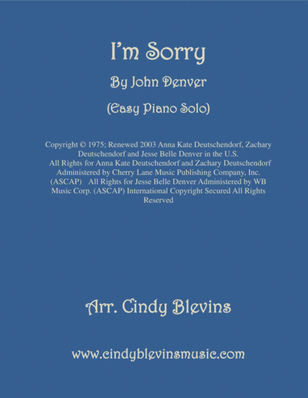 Free Sheet Music I M Sorry Easy Piano Solo