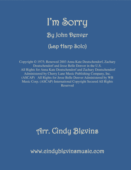 Free Sheet Music I M Sorry For Lap Harp Solo