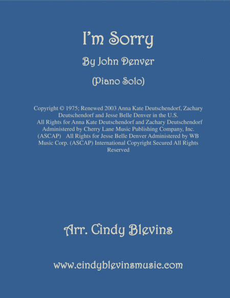 Free Sheet Music I M Sorry For Piano Solo