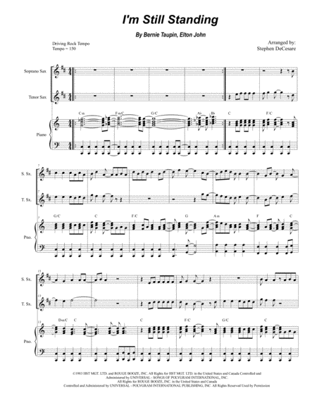 Free Sheet Music I M Still Standing Duet For Soprano And Tenor Saxophone