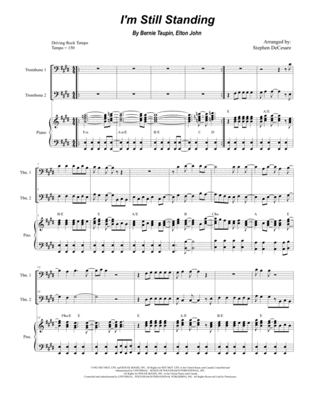 I M Still Standing Trombone Duet Sheet Music