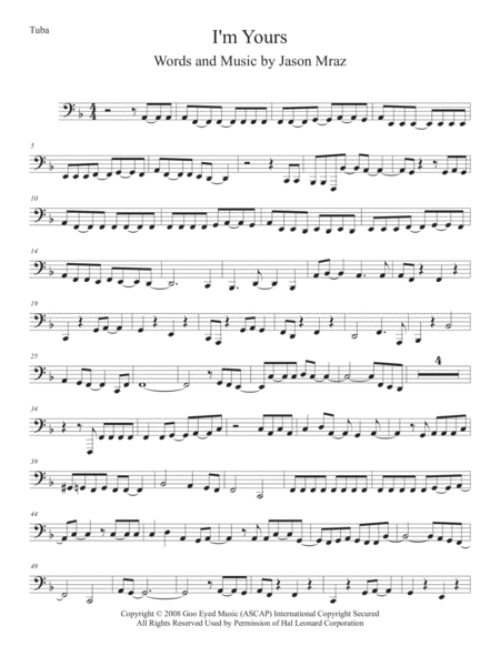 I M Yours Tuba Sheet Music