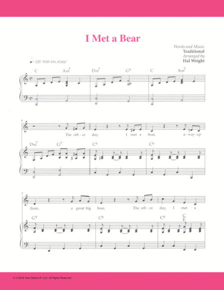 Free Sheet Music I Met A Bear