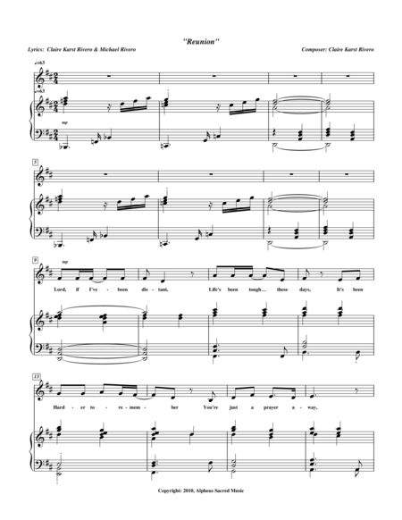 Free Sheet Music I Need A Reunion