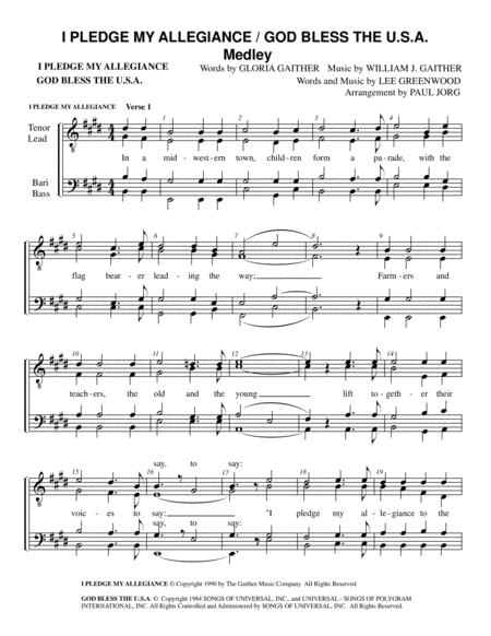 I Pledge My Allegiance God Bless The U A Medley Sheet Music