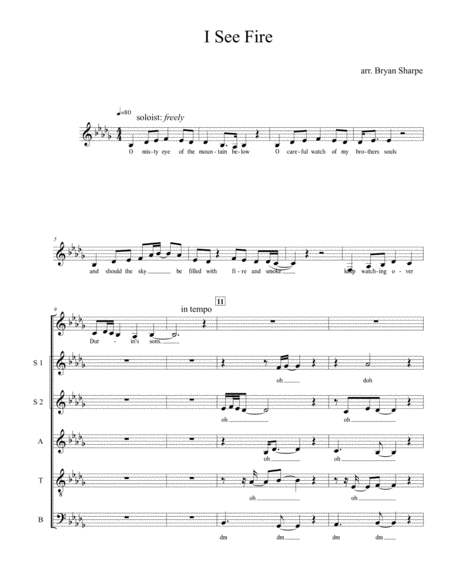 Free Sheet Music I See Fire