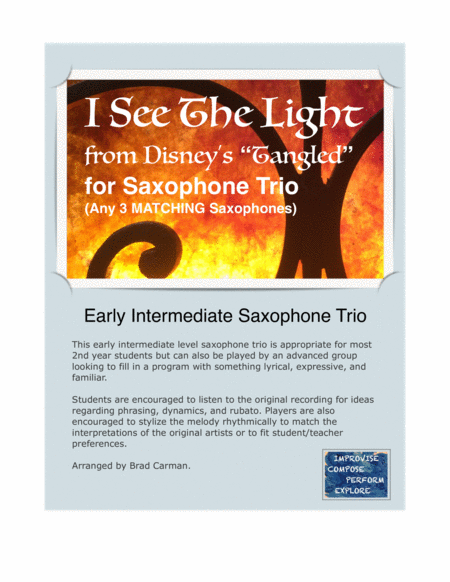Free Sheet Music I See The Light For Saxophone Trio