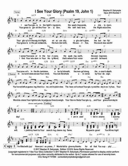 Free Sheet Music I See Your Glory