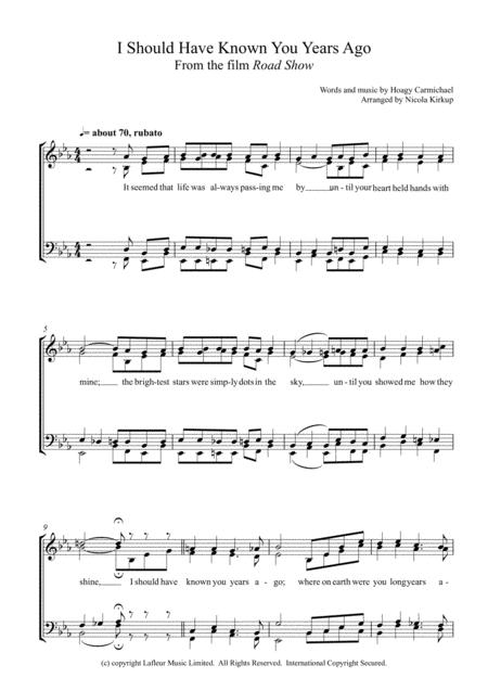 I Should Have Known You Years Ago Sheet Music