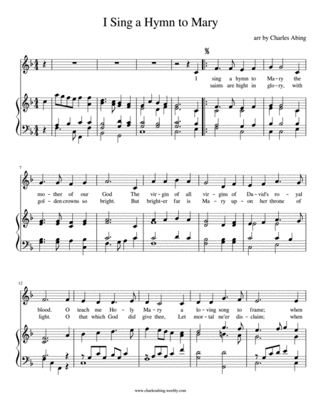 Free Sheet Music I Sing A Hymn To Mary