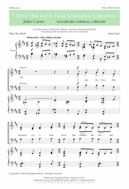 Free Sheet Music I Sing The Love That Dreamed Creation