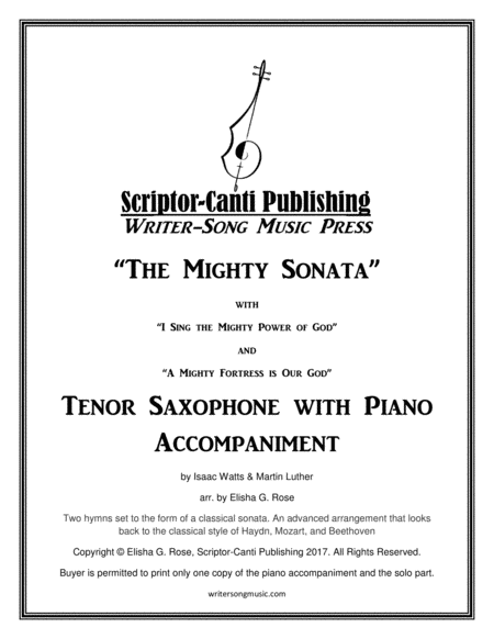 I Sing The Mighty Power Of God A Mighty Fortress Is Our God The Mighty Sonata Tenor Saxophone Sheet Music