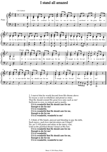 I Stand All Amazed A New Tune To A Wonderful Old Hymn Sheet Music