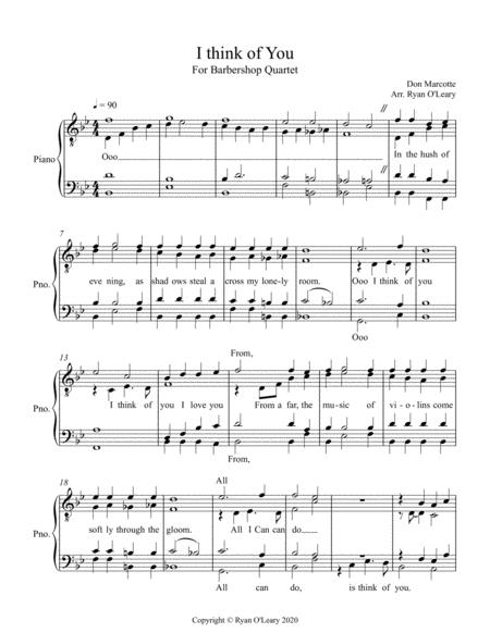 Free Sheet Music I Think Of You Barbershop Quartet