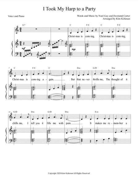 Free Sheet Music I Took My Harp To A Party Sung By Gracie Fields For Low Voice And Piano Guitar