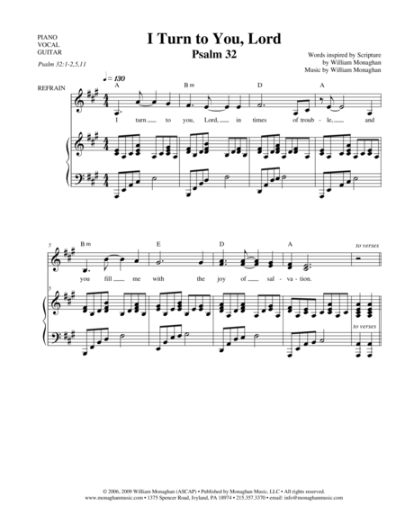 Free Sheet Music I Turn To You Lord Psalm 32