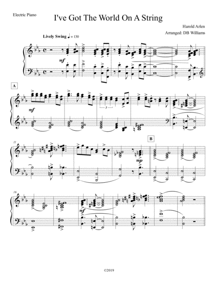 Free Sheet Music I Ve Got The World On A String Electric Piano