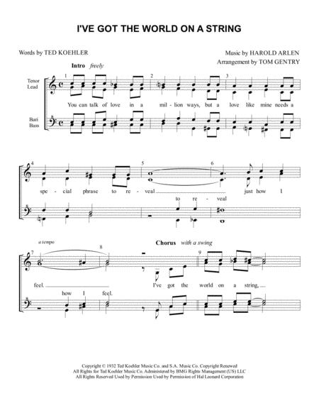 Free Sheet Music I Ve Got The World On A String Ssaa