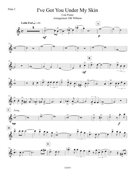 Free Sheet Music I Ve Got You Under My Skin Flute 3