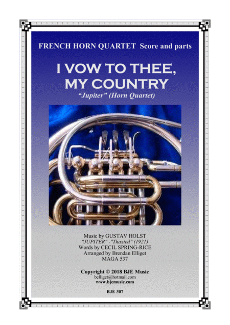 I Vow To Thee My Country Horn Quartet Score And Parts Pdf Sheet Music