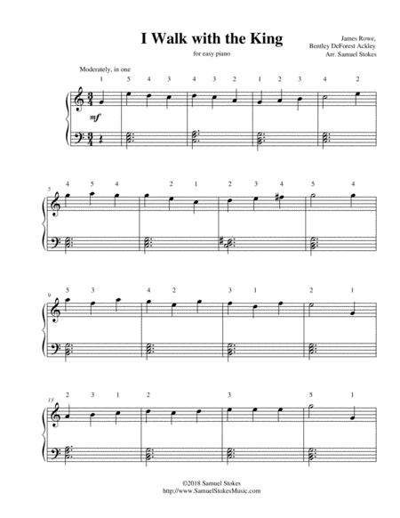 I Walk With The King For Easy Piano Sheet Music