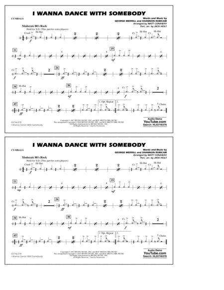 I Wanna Dance With Somebody Arr Conaway And Holt Cymbals Sheet Music