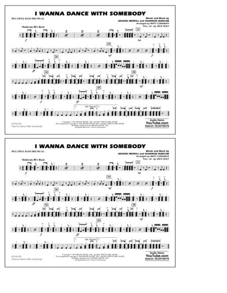 I Wanna Dance With Somebody Arr Conaway And Holt Multiple Bass Drums Sheet Music