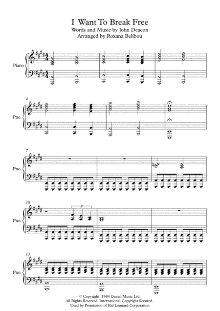 I Want To Break Free Sheet Music