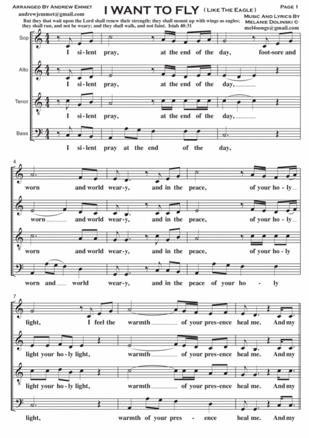 I Want To Fly Satb A Cappella Sheet Music