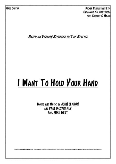 Free Sheet Music I Want To Hold Your Hand Bass Guitar