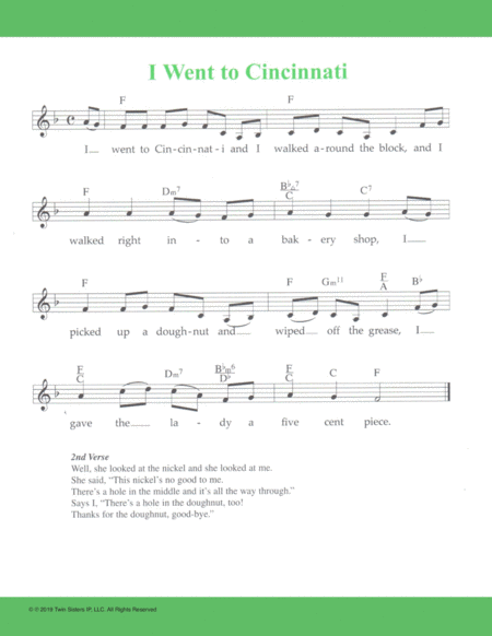 I Went To Cincinnati Sheet Music