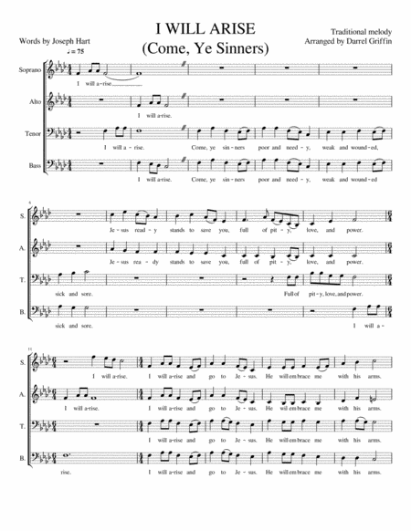 Free Sheet Music I Will Arise Come Ye Sinners