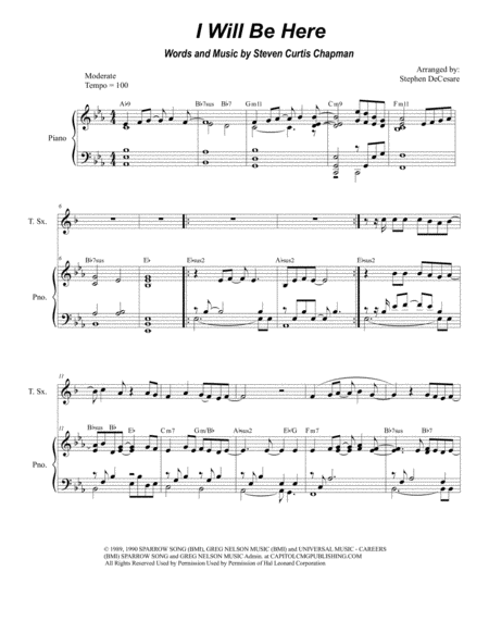 Free Sheet Music I Will Be Here Duet For Soprano And Tenor Saxophone