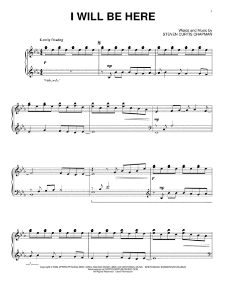 I Will Be Here Sheet Music