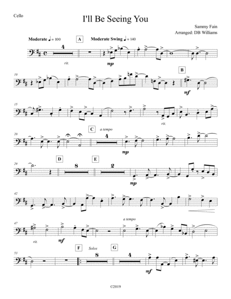 I Will Be Seeing You Cello Sheet Music