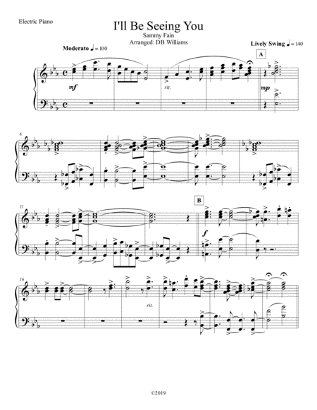 I Will Be Seeing You Electric Piano Sheet Music