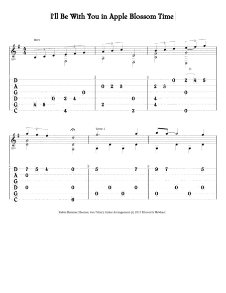 I Will Be With You In Apple Blossom Time For Fingerstyle Guitar Tuned Cgdgad Sheet Music