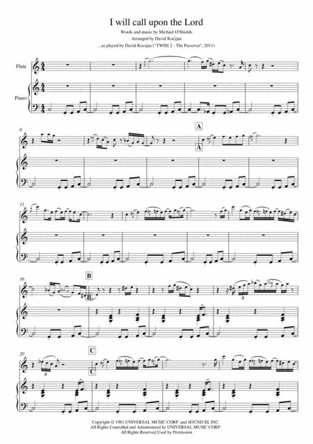 I Will Call Upon The Lord Piano Flute Sheet Music