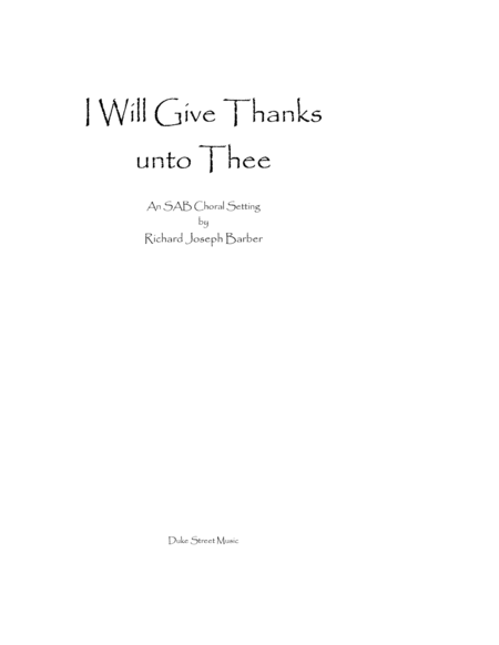 I Will Give Thanks Unto Thee Sheet Music