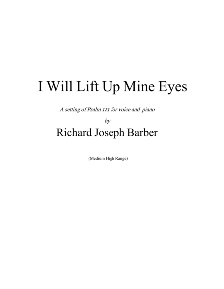 I Will Lift Up Mine Eyes To The Hills Medium High Sheet Music