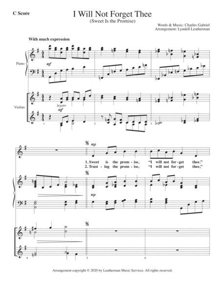 Free Sheet Music I Will Not Forget Thee