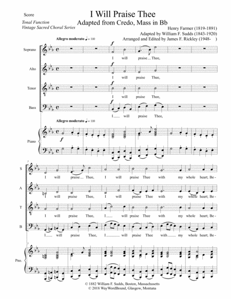 Free Sheet Music I Will Praise Thee