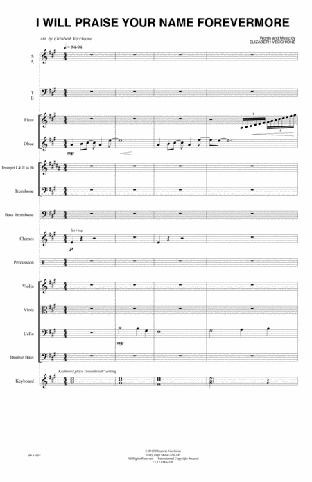 I Will Praise Your Name Forevermore Full Conductors Score Orchestra Sheet Music