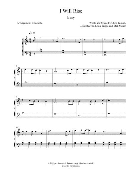 I Will Rise Chris Tomlin Sheet Music Easy Piano Sheet Music