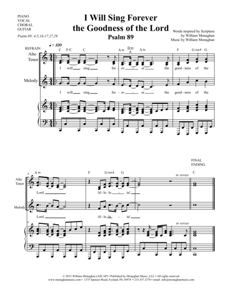 I Will Sing Forever Psalm 89 Sheet Music